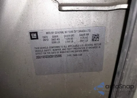 2013 Cadillac Xts Platinum z USA, uszkodzony, nr VIN 2G61V5S3XD9125886